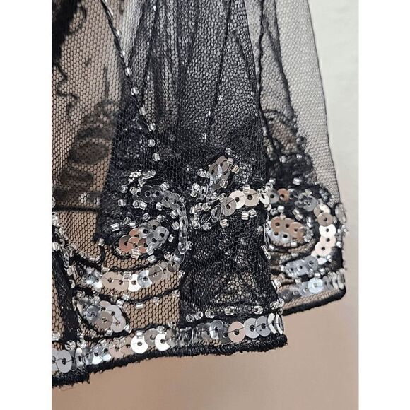 ✨ Sequin Mesh Evening Party Retro Flapper 1920s Shawl Wrap Cover Up Cape NEW - Picture 4 of 13